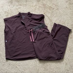 Figs Limited Edition Espresso Rafaela Scrub Top & Kade Cargo Scrub Pants